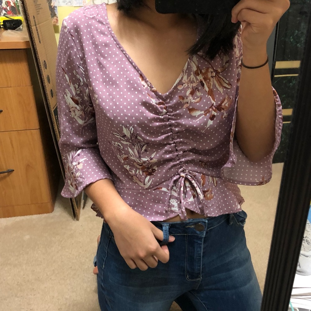 Lavender ruffle crop top💜